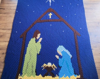 PATTERN:  "For Unto Us A Child is Born" Nativity C2C Blanket