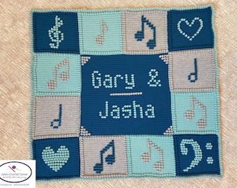 PATTERN:  "Music" Puff Stitch Crochet Baby Blanket