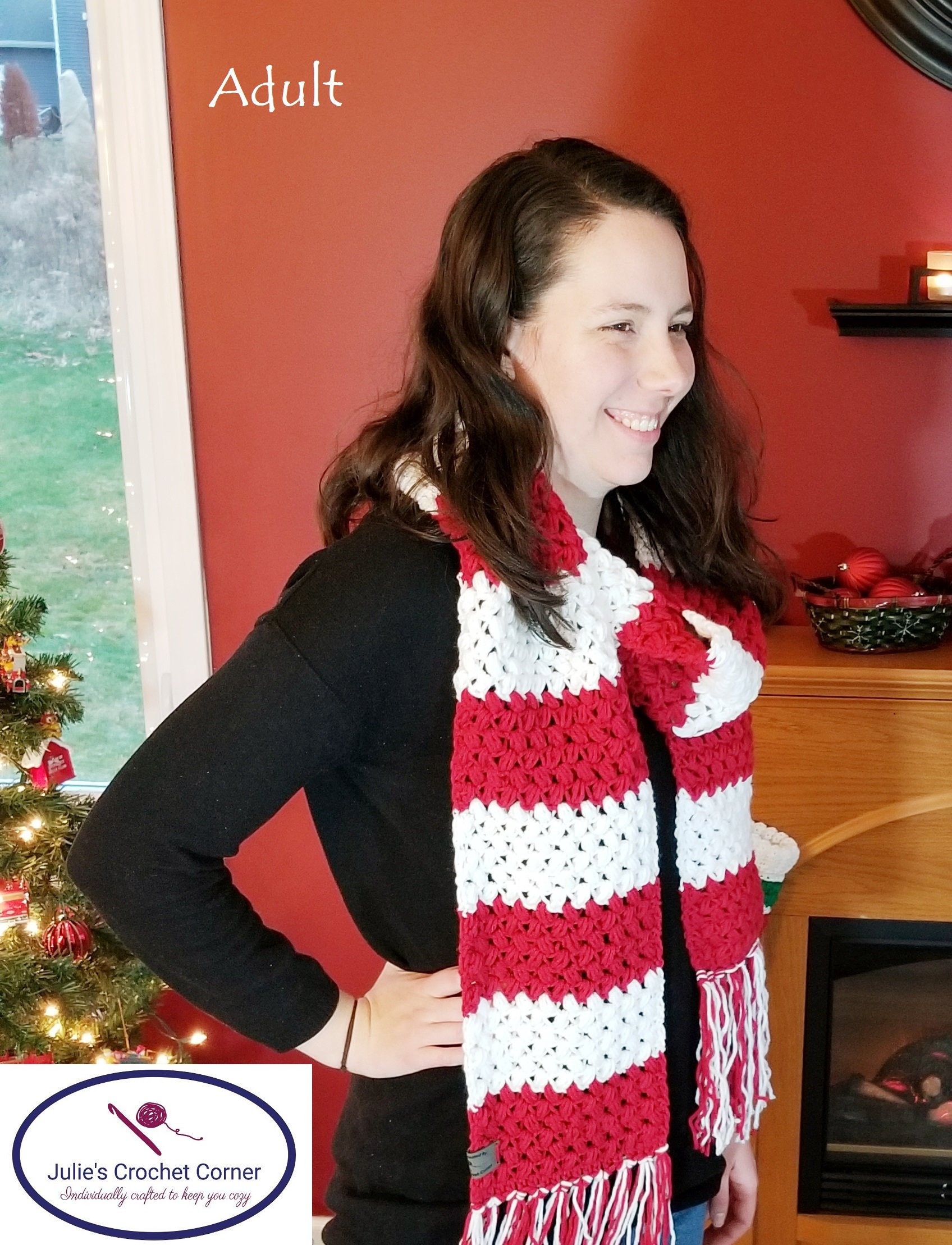 Christmas Irish Aran Scarf Red