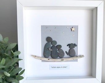 Personalised family picture. Family gift. Family pebble art. Personalised Family Christmas gift. Personalised pebble picture. Pebble art.
