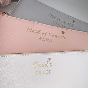 Personalised wedding clutch bag. Bridal bag.Bridesmaid gift. Bridal gift. Bridal clutch bag. Personalised wedding bag. Wedding proposal gift image 4