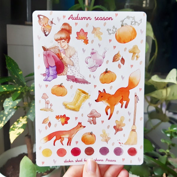 Sticker sheet Automne fall nature halloween stationery for bujo journaling planner