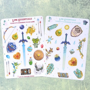 Sticker sheet Zelda Link Essentials stationery for bujo journaling planner