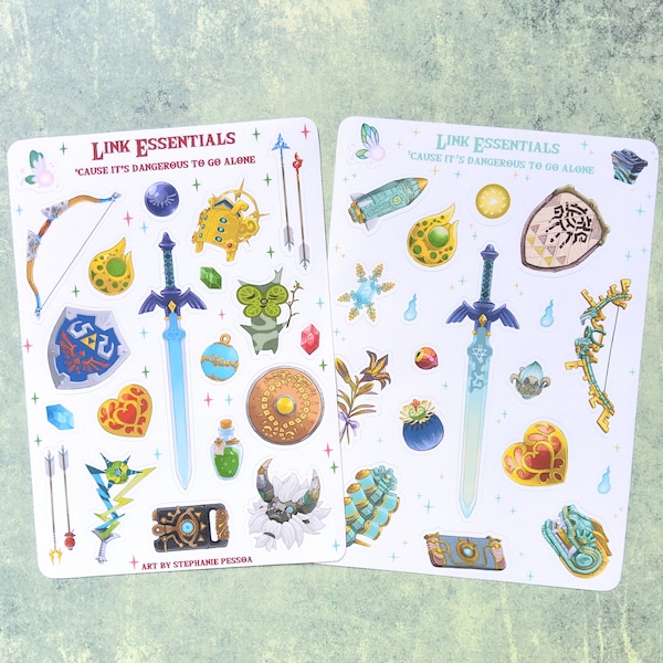 Sticker sheet Zelda Link Essentials stationery for bujo journaling planner