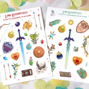 Sticker sheet Zelda Link Essentials stationery for bujo journaling planner