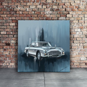 Aston Martin DB5 Bond car art print, automotive painting, canvas print, gifts for car lovers