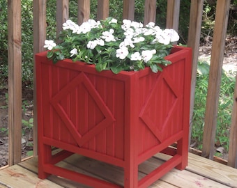 Recycled Wood Planter  20 "  Diamond  Pattern Planter