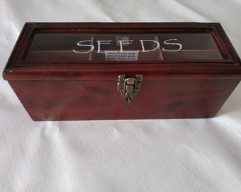 Seed Box | Handcrafted wooden seed saver |Cherry Stained  | Environmental Friendly garden accessory