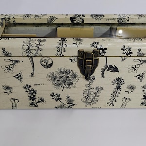 Handmade Wooden Seed Box: Botanical Decoupage, Glass Window