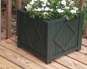 Recycled Wood Diamond Pattern Planter: 17" Square