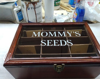 Seed Box | Handcrafted wooden seed saver |Cherry Stained  | Environmental Friendly garden accessory