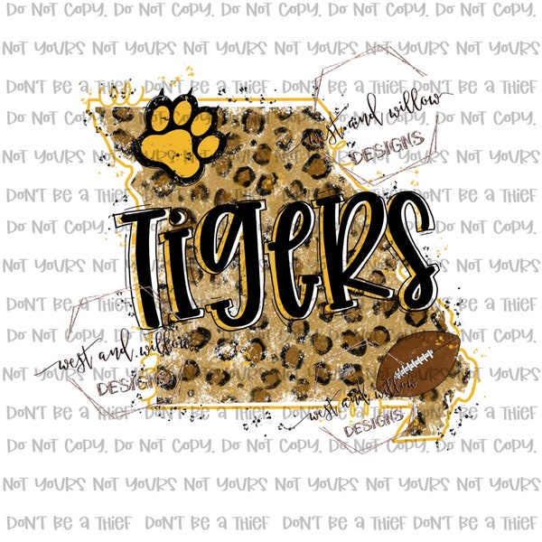 Leopard Druck Tiger, Tigers Fußball, Missouri Fußball, Missouri, distressed PNG digital download design