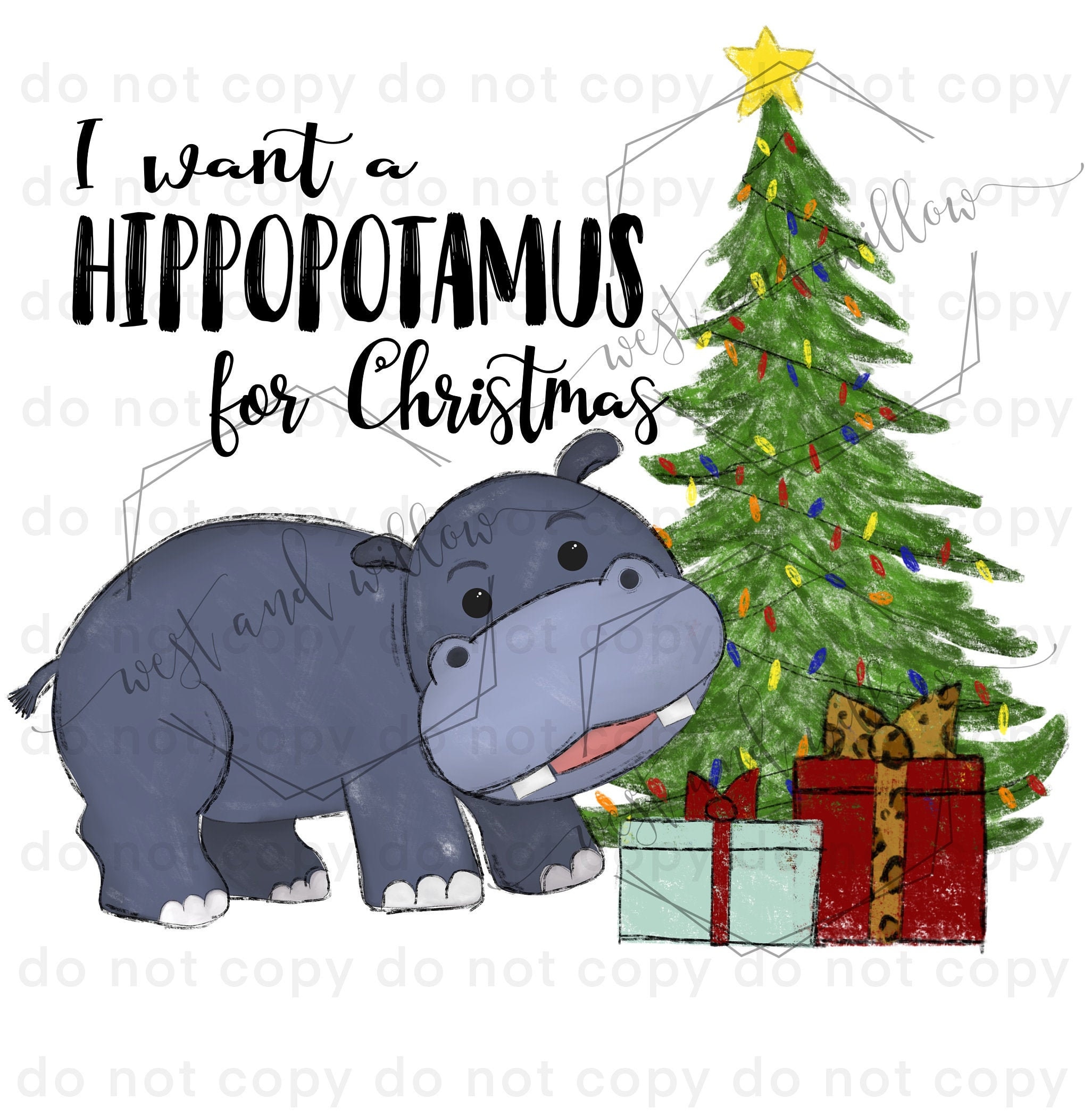 I Want a Hippopotamus for Christmas PNG Digital Download Etsy