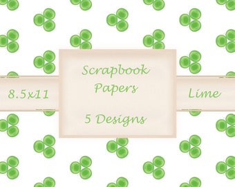 Scrapbook Paper, 8.5x11, Lime inspired, DIGITAL DOWNLOAD