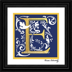 Initial Art Print A to Z Illuminated