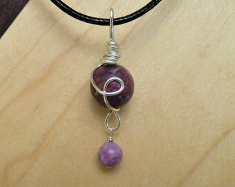 Purple Beads - Wire Wrapped Pendant