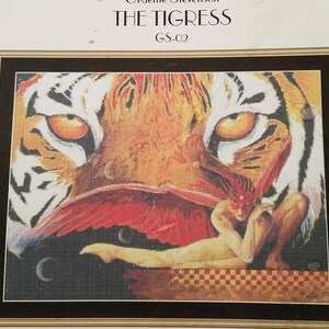 RARE 2003 &quot;The Tigress&quot; Artistic Wildlife Fantasy Cross Stitch, Rating - 2, Z