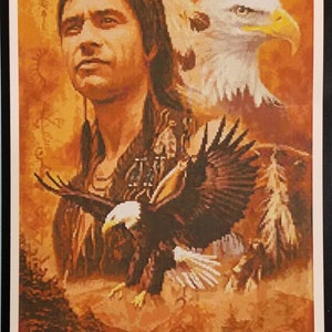 EAGLE MONTAGE-Artistic Native American Portrait Chart/Pattern, Rating-3