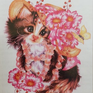 PRETTY IN PINK - Kitten Portrait Cross stitch, Rating - 3