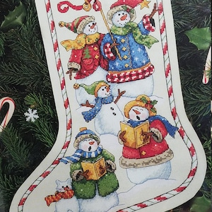 RARE 1991 Dimensions &quot;Snow Carolers Stocking&quot; Holiday Cross Stitch Packet, Rating - 2