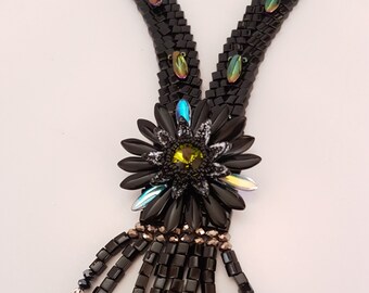 Daisy Petals /& Tiny Cubes beads Ruthenium Plated and fine Gold Plated chains. Boho Chic Sterling Silver Necklace