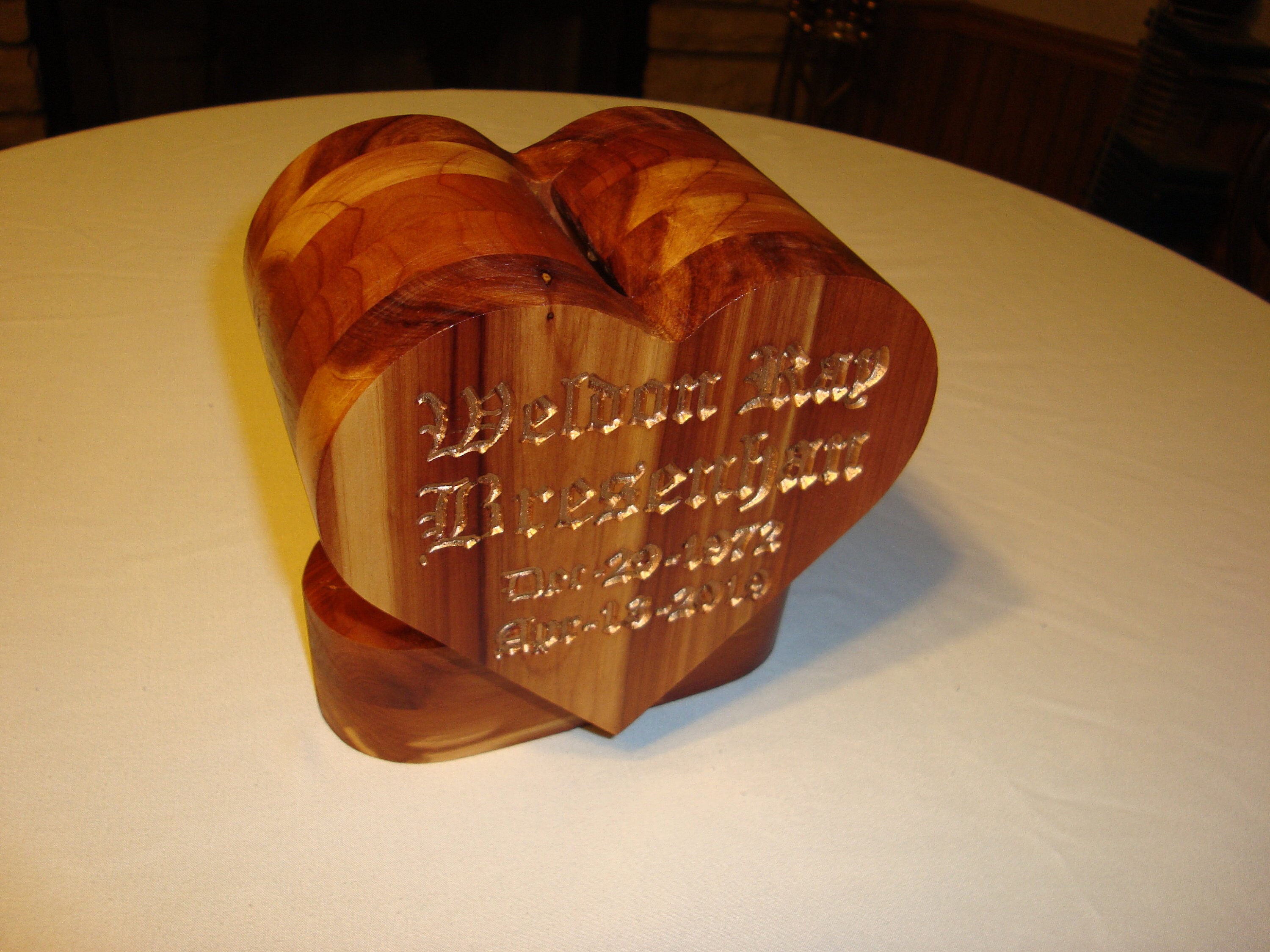 Memorial and Donation collection Cedar Heart Coin Bank, Fundraiser collection box for gifting to grieving friend or loved one for their loss