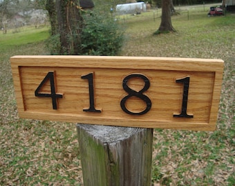 Street Address plaque sign 4" x 12" for attaching to wall, door,  hanging under a post or anywhere you might like your address to be seen.