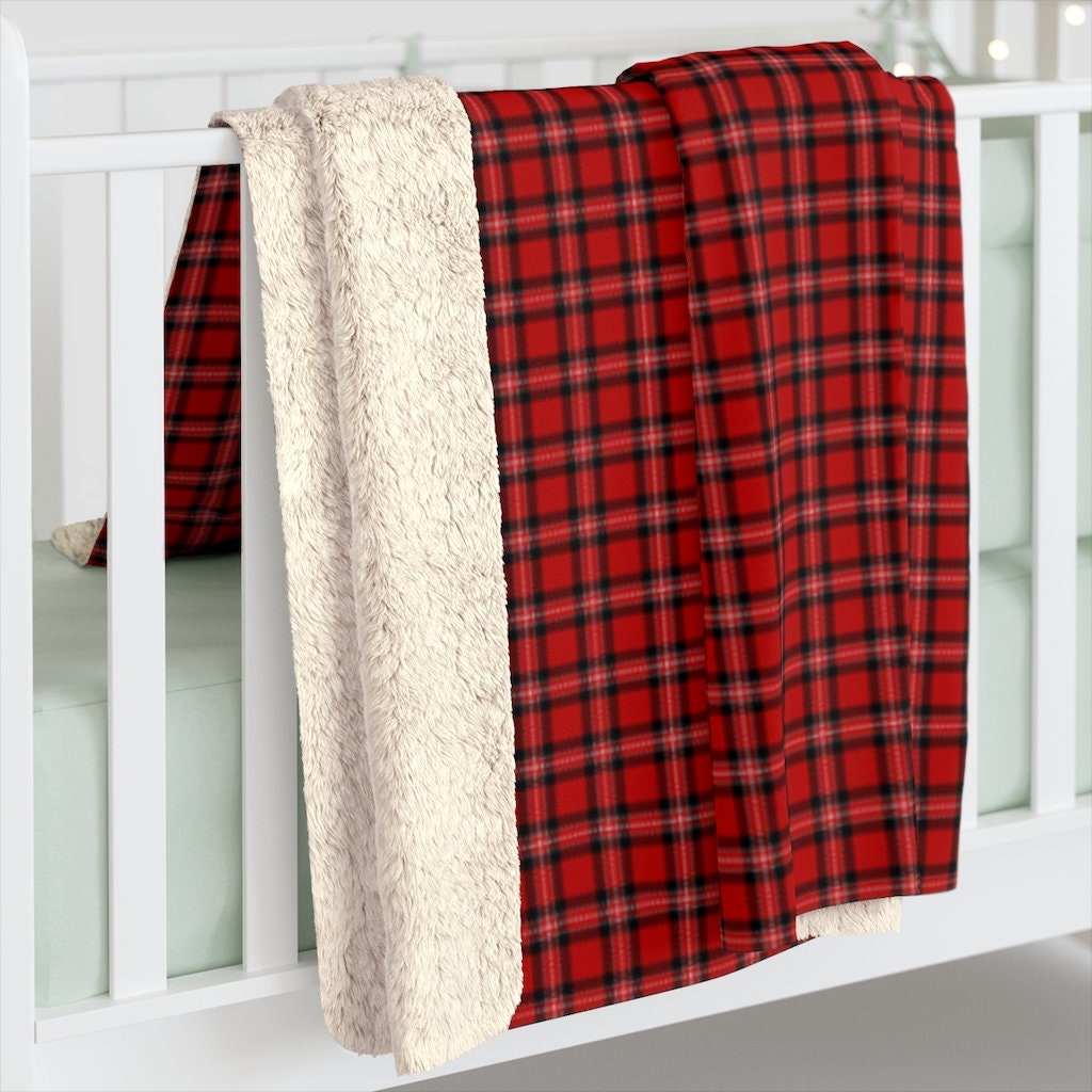 Red Plaid Sherpa Fleece Blanket You Choose Size 50x60 60x80 Etsy