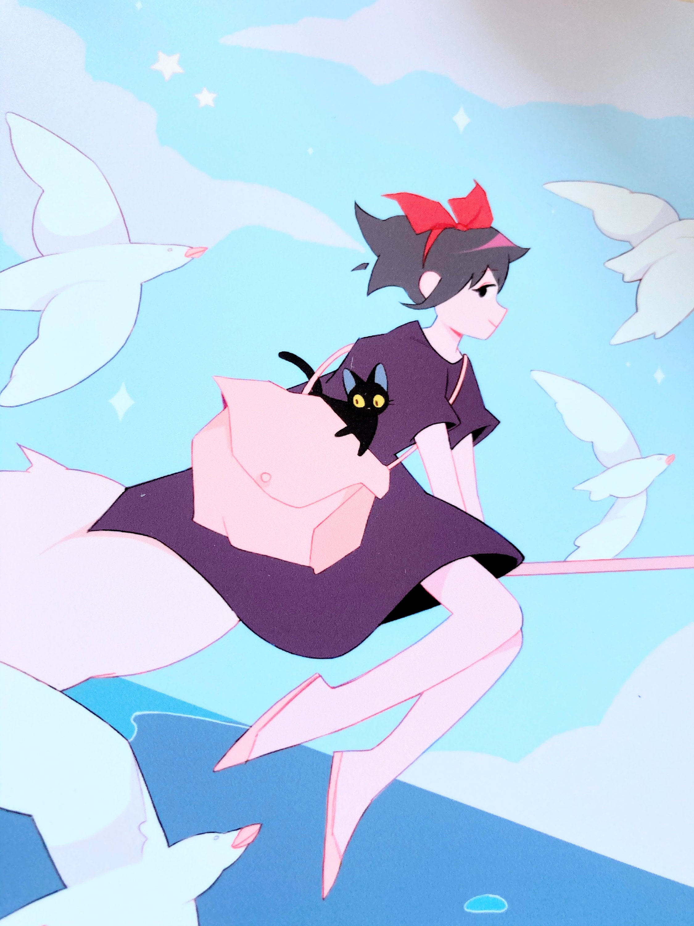 kikis delivery service art print studio ghibli aesthetic etsy israel