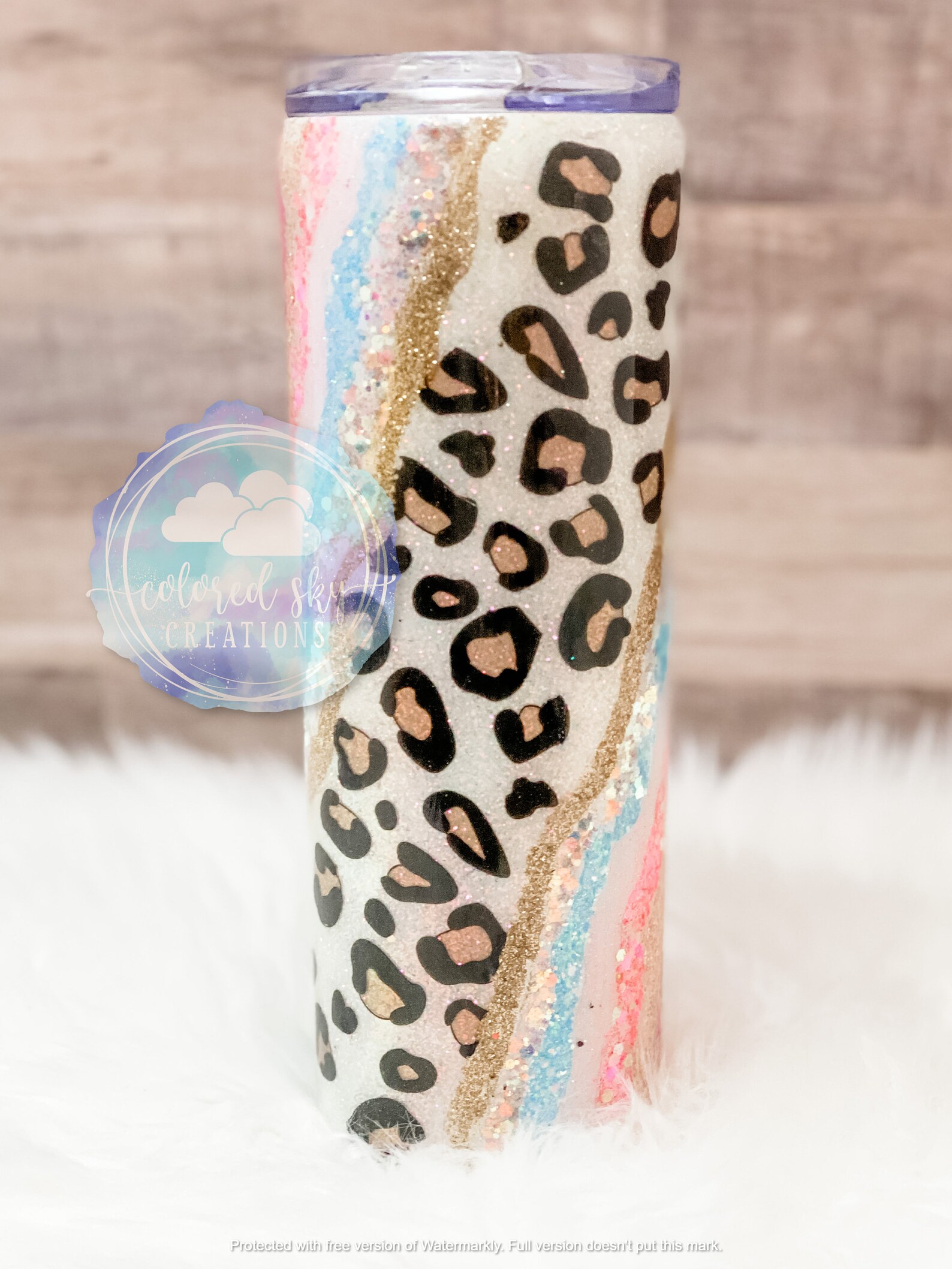 Leopard print glitter tumbler geode tumbler travel mug for | Etsy