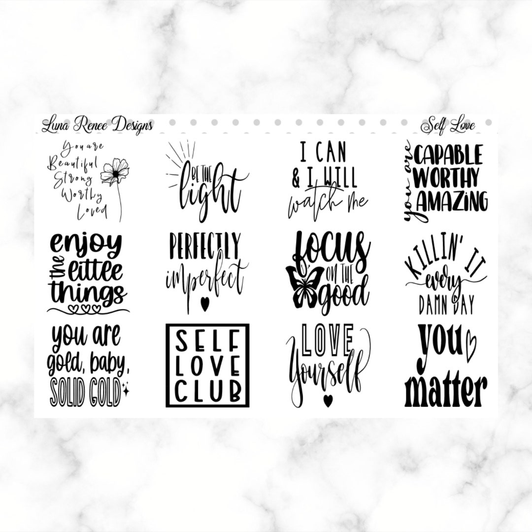 Self Love Stickers for Erin Condren Life Planner, Plum Paper, Mambi ...