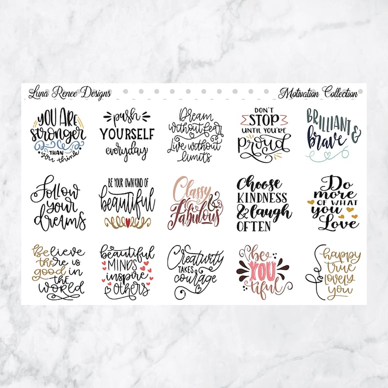 Motivational Quote Planner Stickers for Erin Condren Life | Etsy