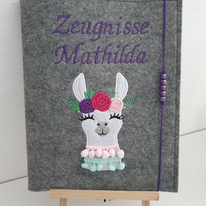 Zeugnismappe Alpaka Lama