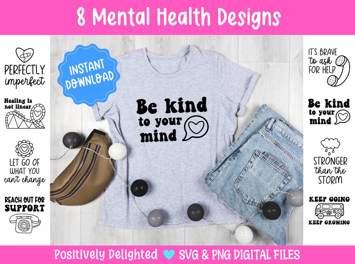 Set 3 Mental Health SVG PNG Bundle Motivational Positivity Svg ...