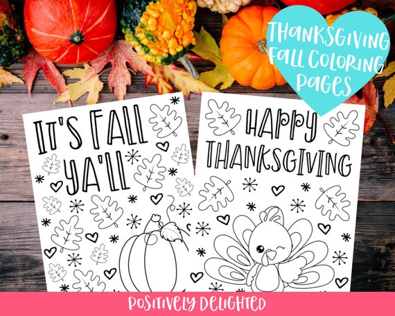 Thanksgiving Fall Coloring Pages  Set of 6  Fall Leaves