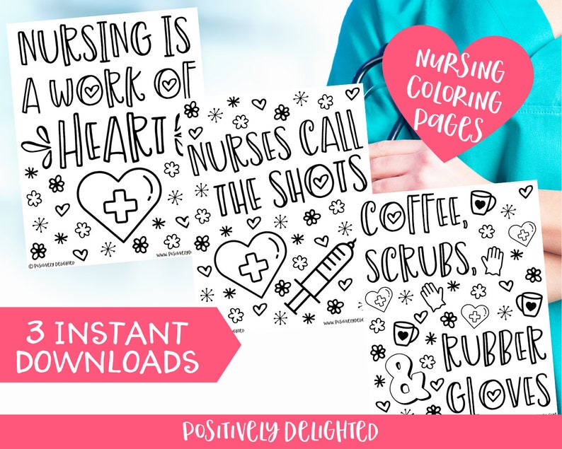 Nursing Coloring Pages Nurse Appreciation Nurse Gift - Etsy