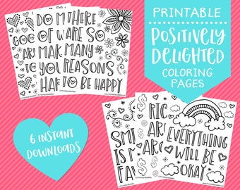 Positive Affirmation Coloring Pages | Printable Coloring Pages | Coloring Pages for Adults | Motivational Coloring | Instant Download PDF