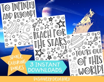 Space Coloring Pages | To Infinity & Beyond | Planet | Astronaut | Rocket | Space Birthday | Coloring Pages for Kids | Instant Download PDF