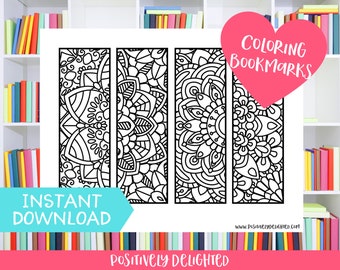 Mandala Coloring Bookmark Printable | Coloring Craft Activity | Reading Gift | Bookmarks to Color | Book Lover | Instant Download PDF