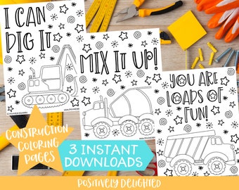 Construction Coloring Pages | Construction Birthday Party Favor | Printable Coloring Pages for Kids | Instant Download PDF