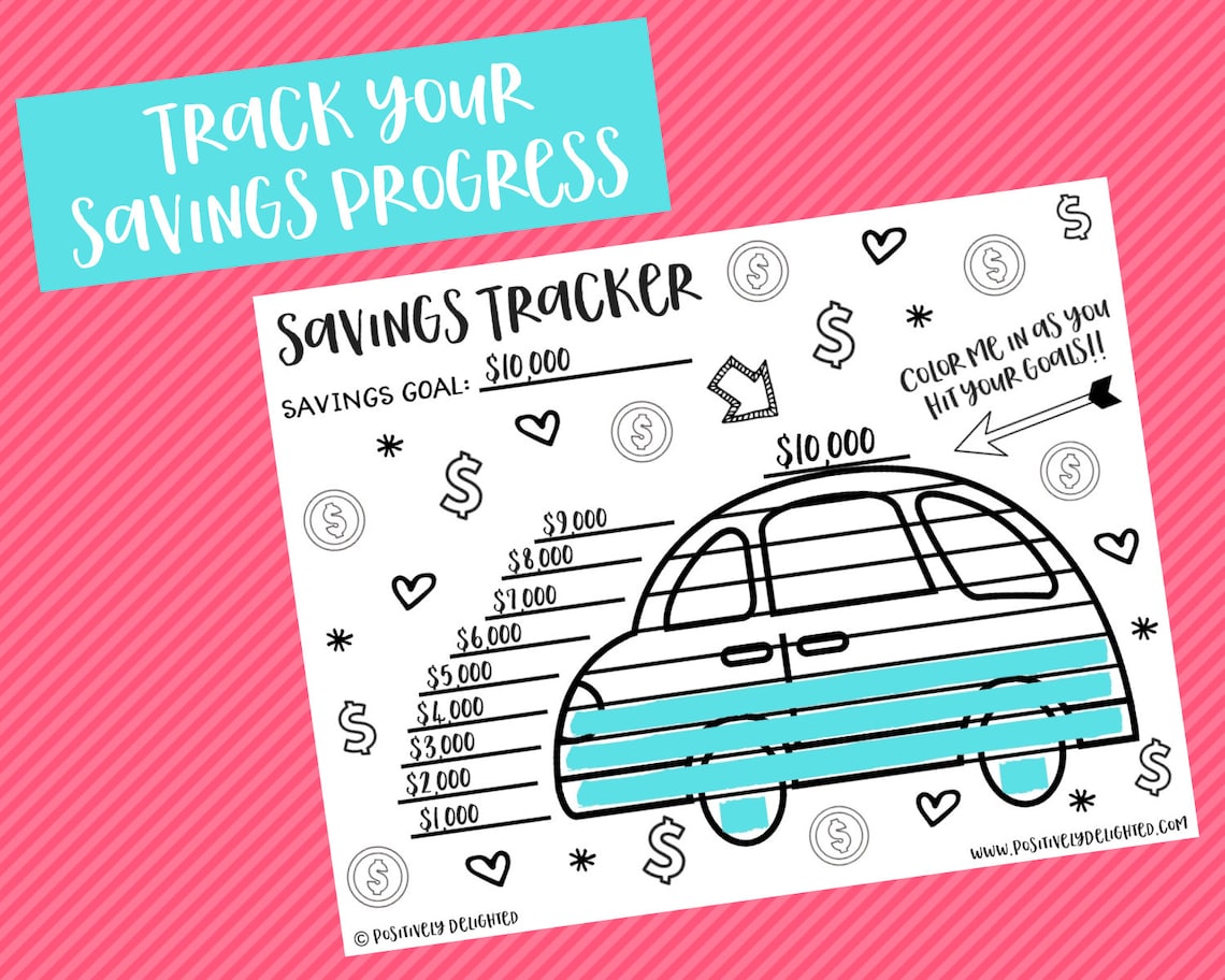 Car Savings Tracker Printable Savings Challenge Savings Chart Savings