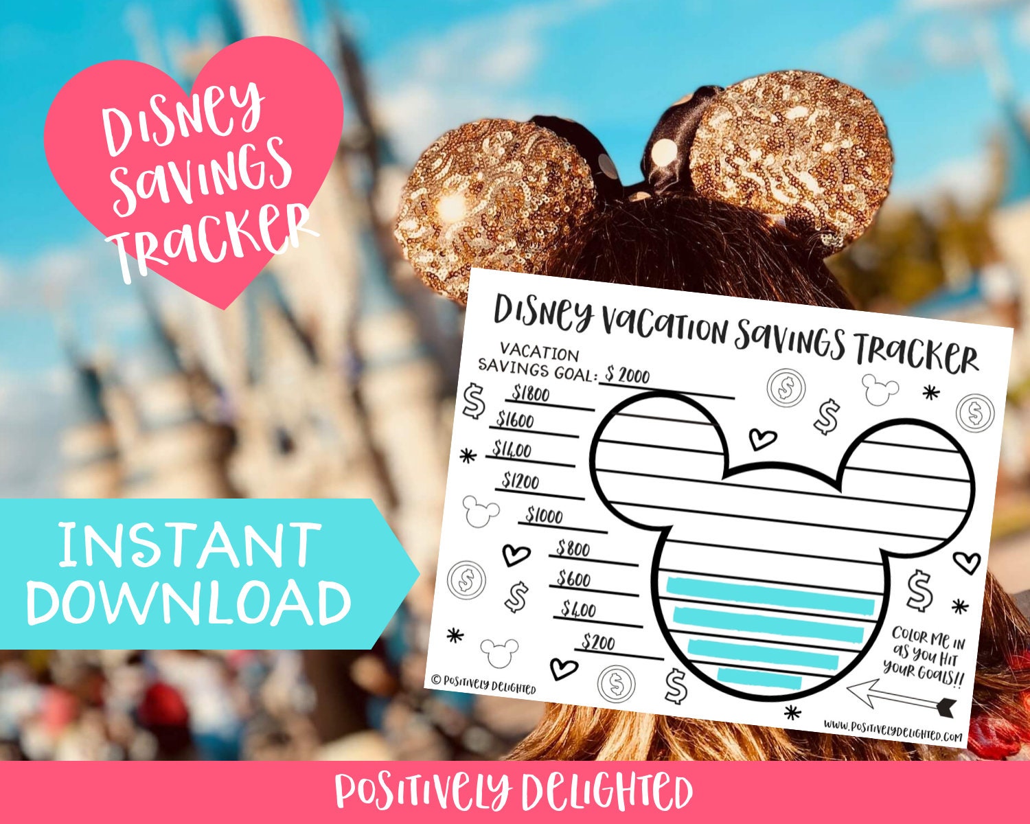 Disney Vacation Savings Tracker Coloring Page Printable | Etsy