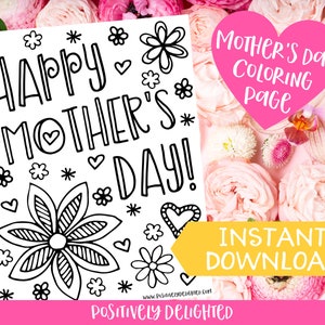 Mother&#39;s Day Coloring Page | Mother&#39;s Day Craft Printable | Mother&#39;s Day Gift | Gift for Mom | Coloring for Kids | Instant Download PDF