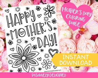 Mother's Day Coloring Page | Mother's Day Craft Printable | Mother's Day Gift | Gift for Mom | Coloring for Kids | Instant Download PDF