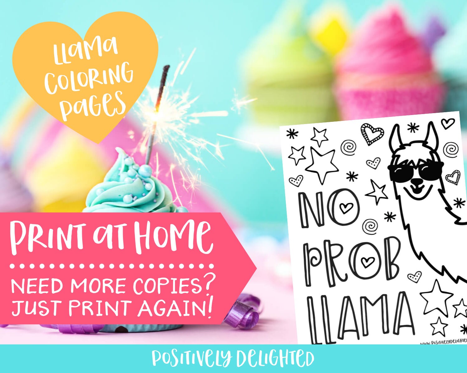 Llama Coloring Pages Llama Birthday Llama Party Printable Coloring ...