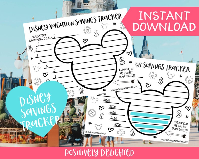 Disney Vacation Savings Tracker Coloring Page Disney World - Etsy