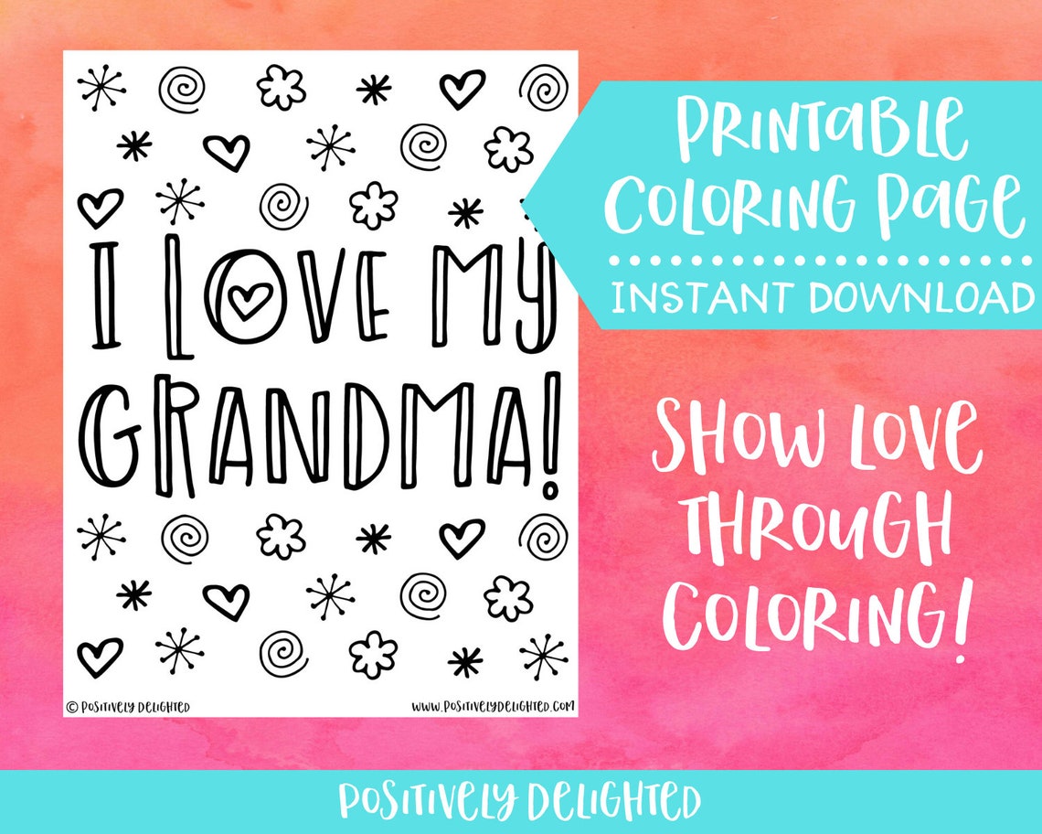 I Love My Grandma Coloring Page Grandma Gift Grandparents | Etsy