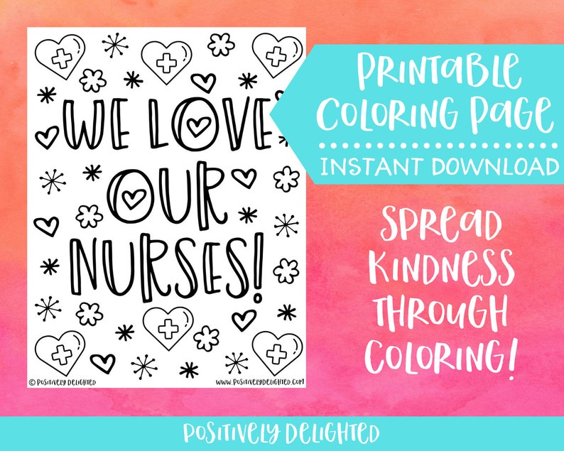Nursing Coloring Page Nurse Appreciation Nurse Gift Etsy
