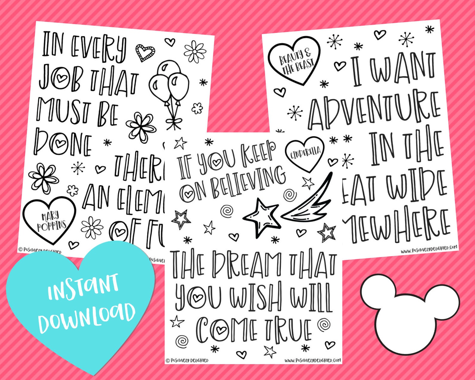 Disney Quote Coloring Pages Disney Coloring Page Mary | Etsy