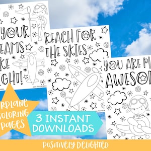 Pilot Airplane Coloring Pages | Airplane Birthday Party Favor | Airplane Activity | Printable Coloring Pages for Boys | Instant Download PDF